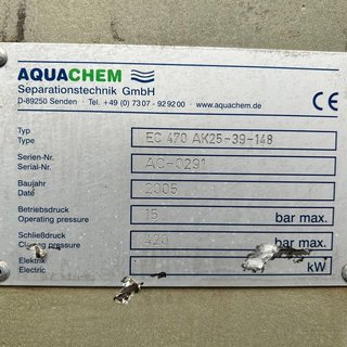 Typenschild Kammerfilterpresse Aquachem